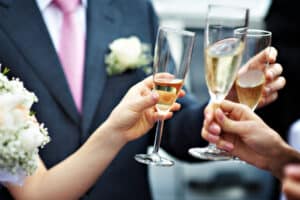 A toast to newlyweds at the wedding